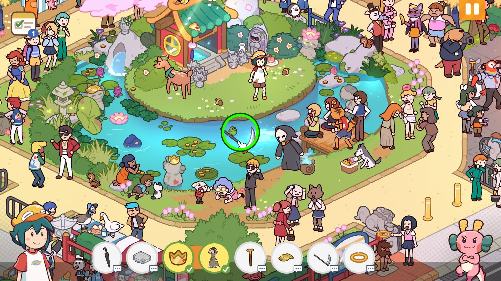 Scythe highlighted in the shrine pond in Chapter 3