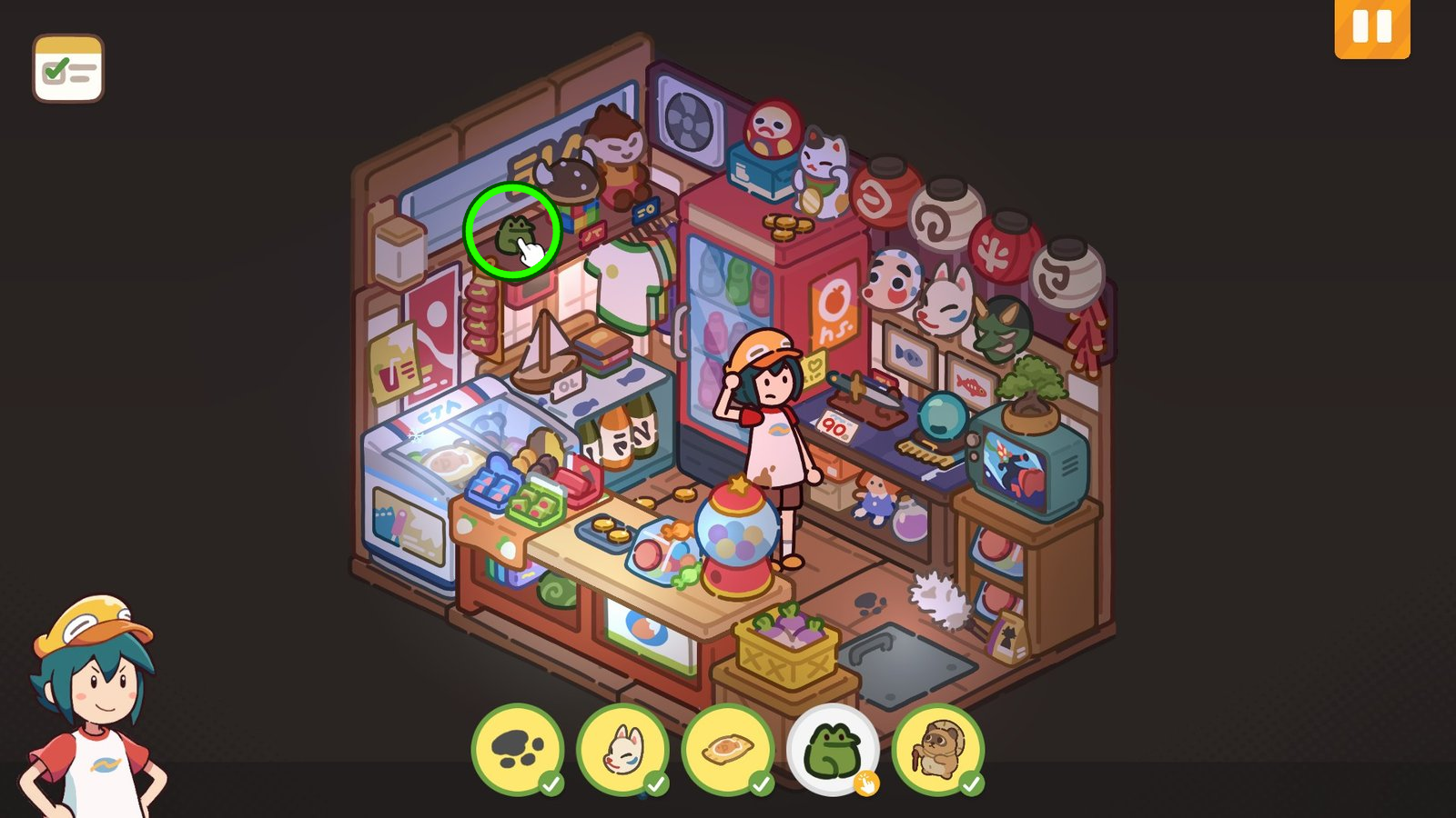 Frog highlighted under the Viking Helmet on the top shelf
