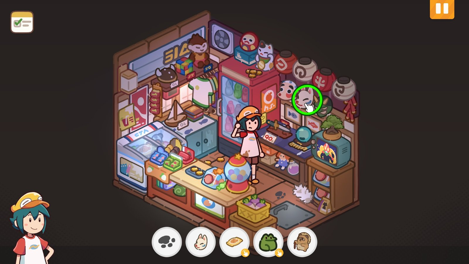 Fox Mask highlighted on the upper-right shelf in Chapter 2