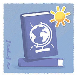 Tiny Bookshop achievement icon for Travel Trotter.